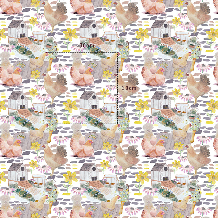 Tiny Chick Cottage (Block Repeat) Non-woven Wallpaper 130cm wide x 300cm height