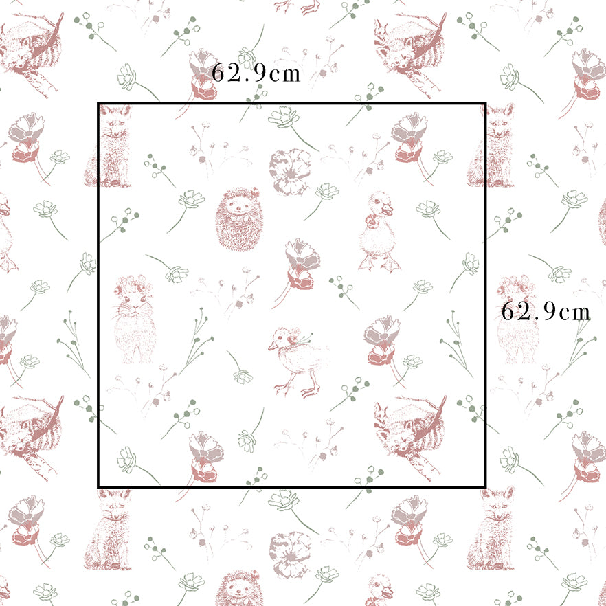 Bunny and Friends with Wildflowers Non-woven Wallpaper 130cm wide x 300cm height