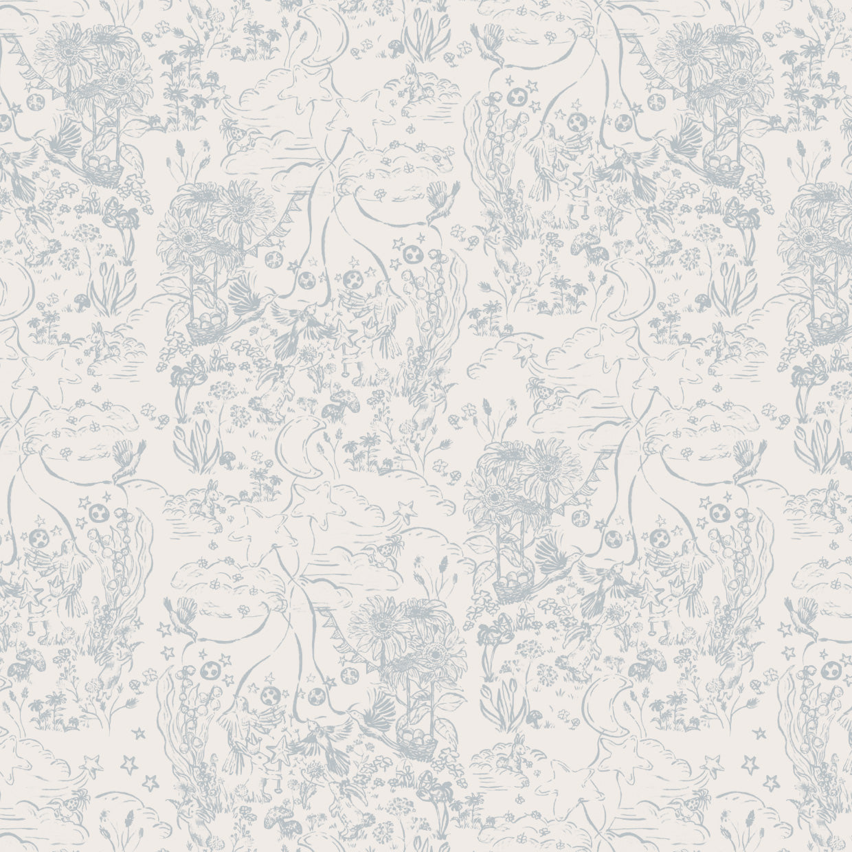 Bunny Fairies in Blue Grey Cotton