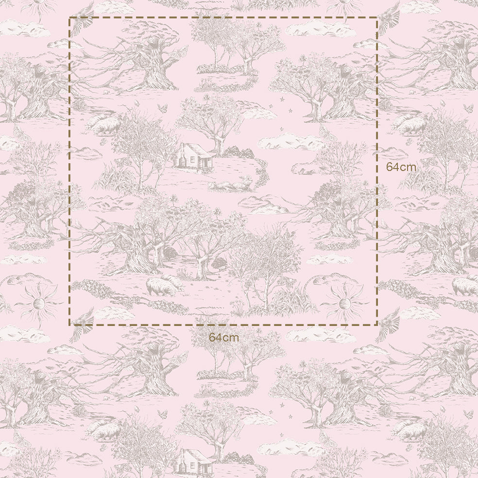 Blue Wonder 2023 Soft Warm Grey on Soft Pink Mashmallow 130cm wide x 300cm height
