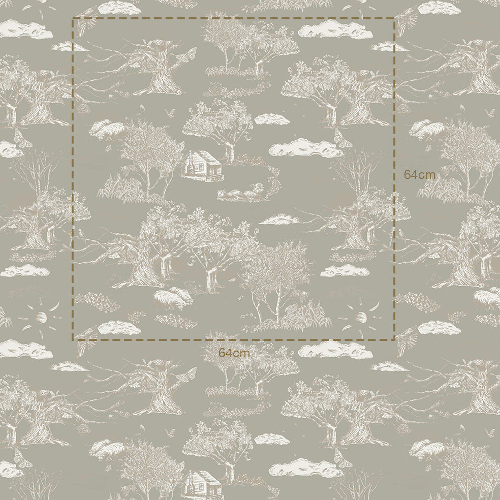 Blue Wonder 2023 Warm Grey on Soft Khaki 130cm wide x 300cm height