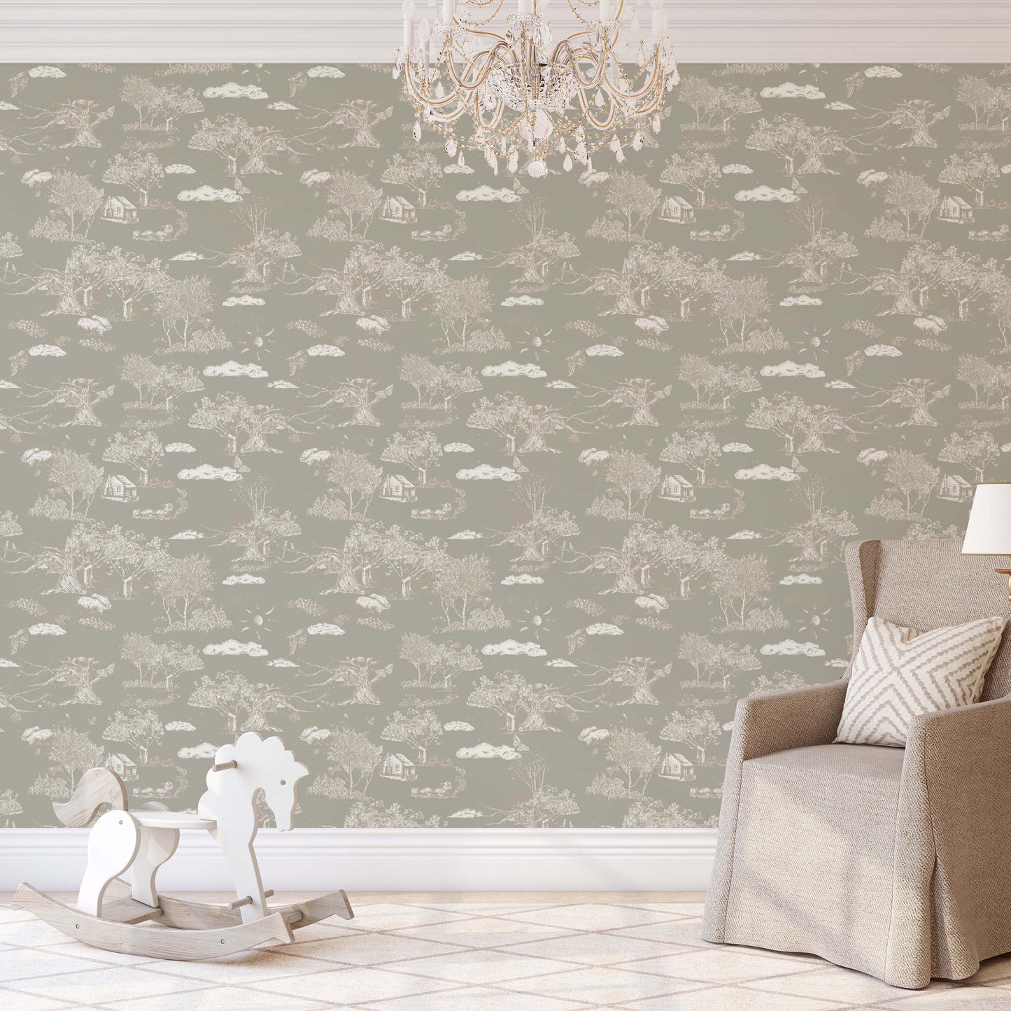 Blue Wonder 2023 Warm Grey on Soft Khaki 130cm wide x 300cm height