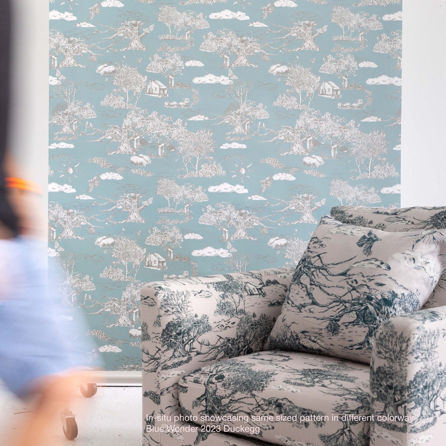 Blue Wonder 2023 Warm Grey on Soft Khaki 130cm wide x 300cm height