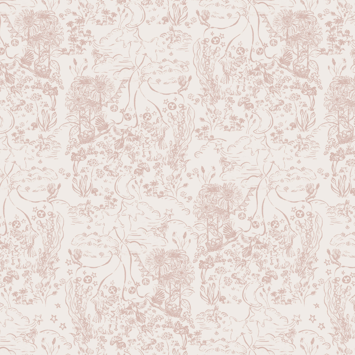Bunny Fairies in Rose Cotton Cushion Cover