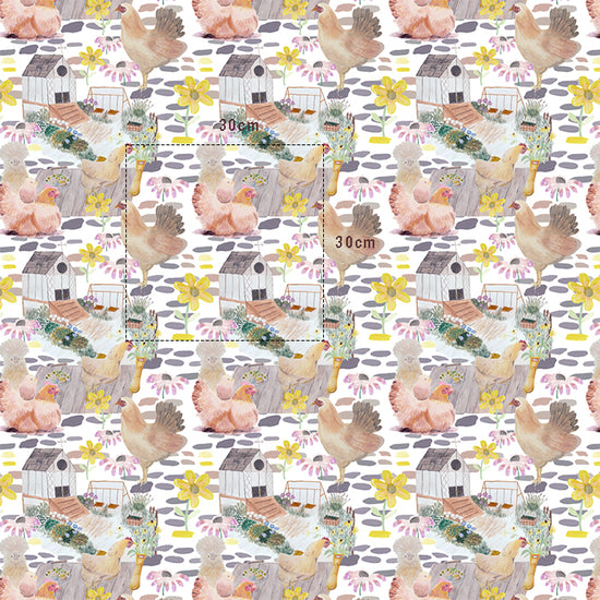 Tiny Chick Cottage (Block Repeat) Non-woven Wallpaper 130cm wide x 300cm height
